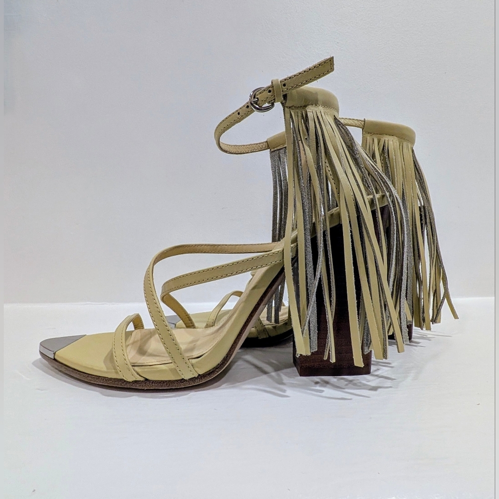 NWOT Ash Beige Strappy Fringe Heels